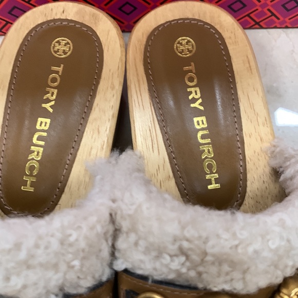 TORY BURCH JESSA SHEARLING CLOG COLOR BUTTERMILK AND ROYAL TAN MADE IN BRAZIL 8 - Picture 11 of 15
